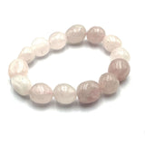 Large Rose Quartz beaded bracelet, 14x11mm, featuring pink hues and polished finish for elegant everyday wear.