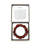 Large beaded bracelet featuring natural Red Jasper gemstones, 14 x 11mm, promoting creativity and emotional balance.