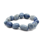 Large beaded bracelet featuring handcrafted Blue Chalcedony gemstones, perfect for elegant or bohemian styling.