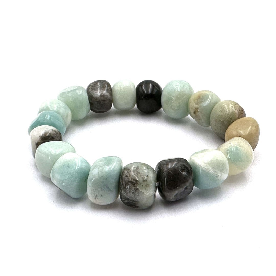 Large Amazonite beaded bracelet, 14x11mm, blending natural beauty and elegance for versatile style and self-expression.