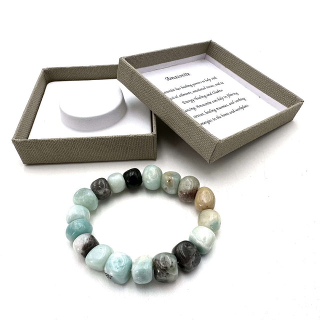 Large Amazonite Beaded Bracelet, 14x11mm, blend of natural beauty and elegance, perfect accessory for any occasion.