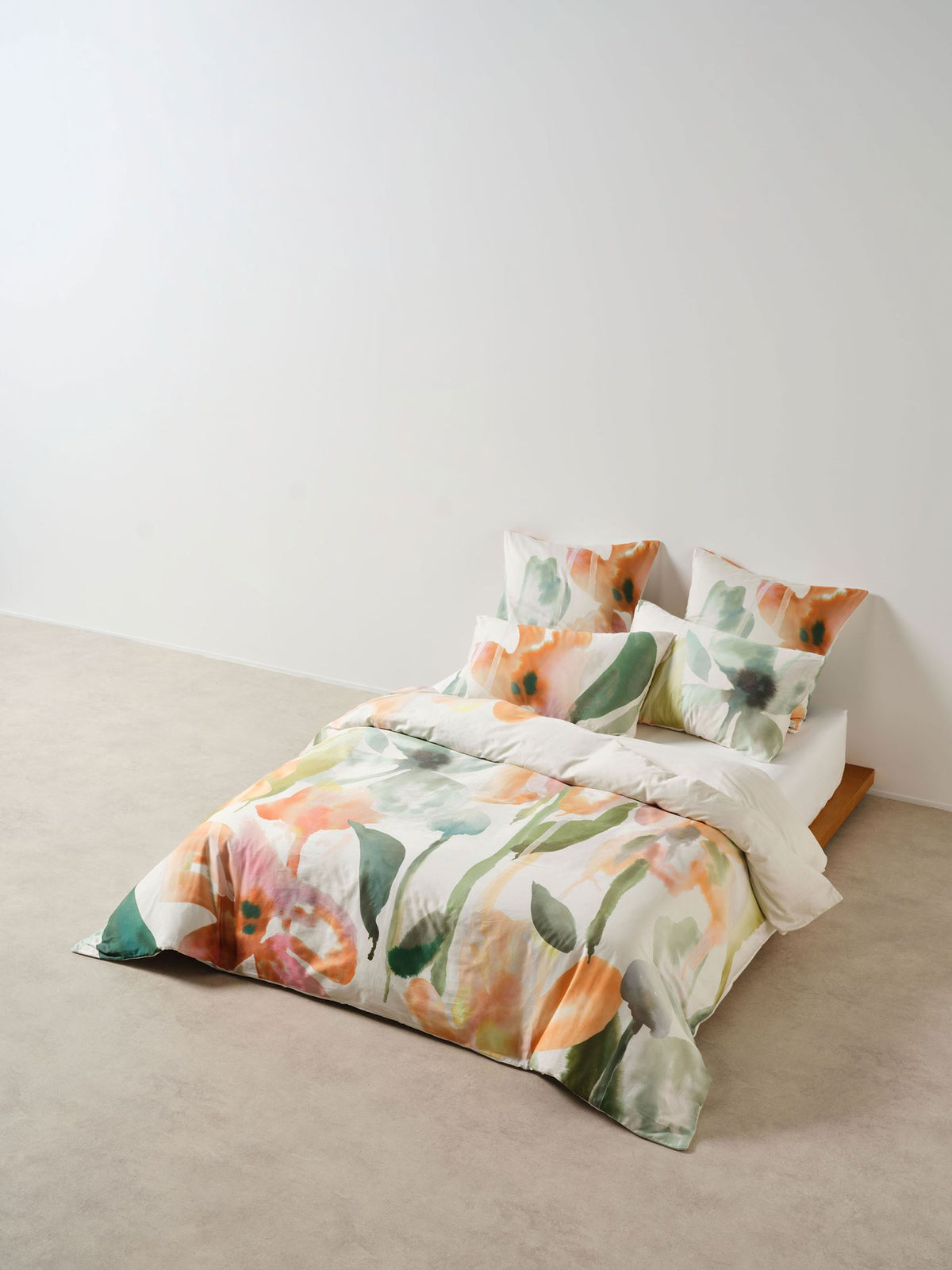 Duvet Cover Set Botanical Cotton Sateen Linen House Inga Double Jade