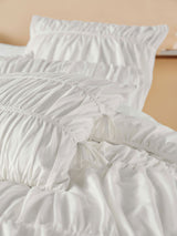 Duvet Cover Set Ruched Cotton Voile Linen House Layla King Lemon