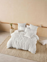 Duvet Cover Set Ruched Cotton Voile Linen House Layla Super King (AU) White
