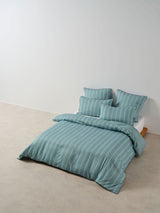 Duvet Cover Set Striped Cotton Sateen Linen House Monday Stripe Single Reef