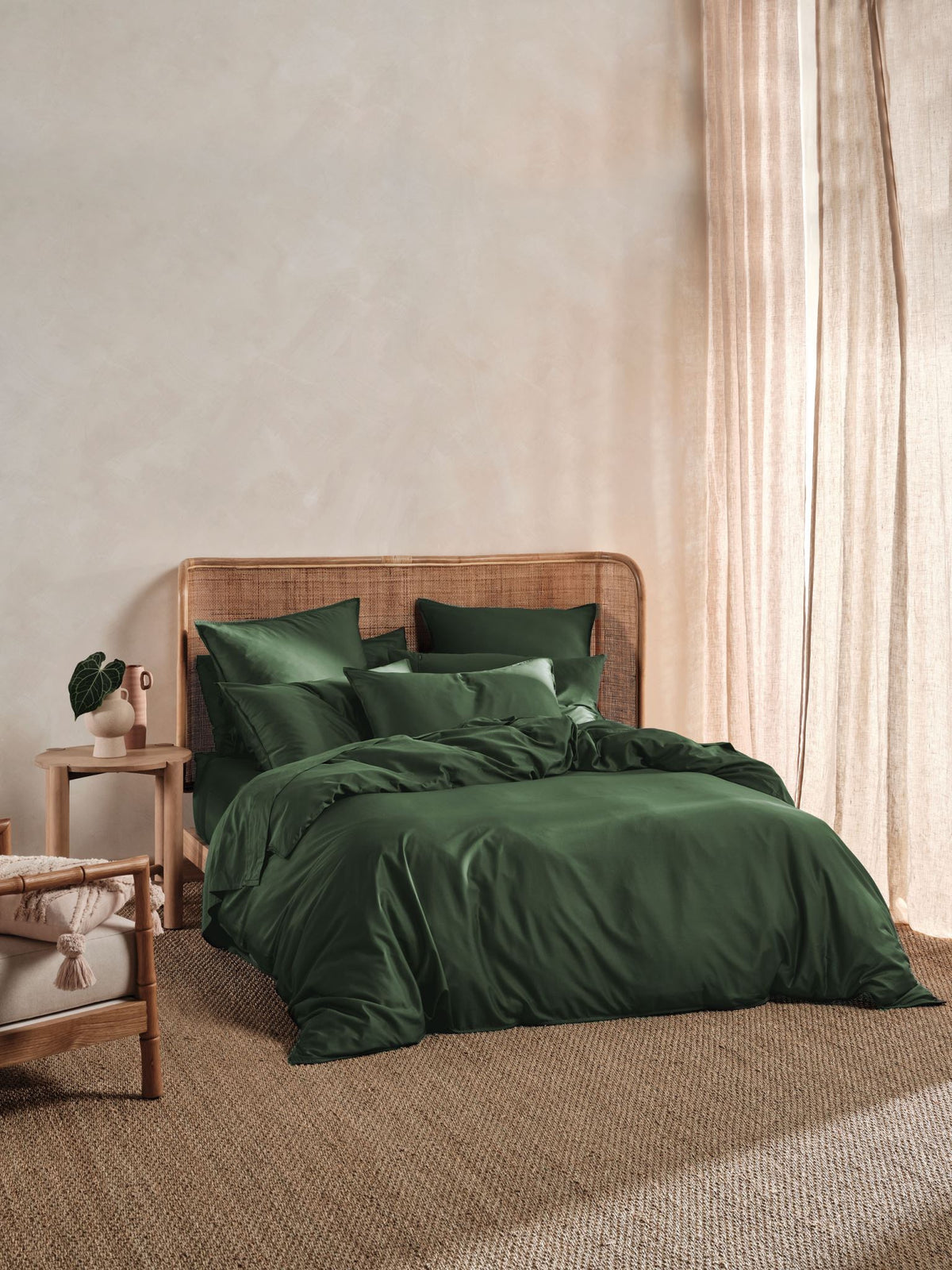 Duvet Cover Set Bamboo Cotton Sateen Linen House Nara King Forest