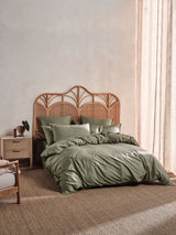Duvet Cover Set Bamboo Cotton Sateen Linen House Nara Double Moss