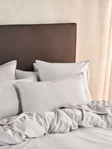 Duvet Cover Set Bamboo Cotton Sateen Linen House Nara Super King (AU) Silver