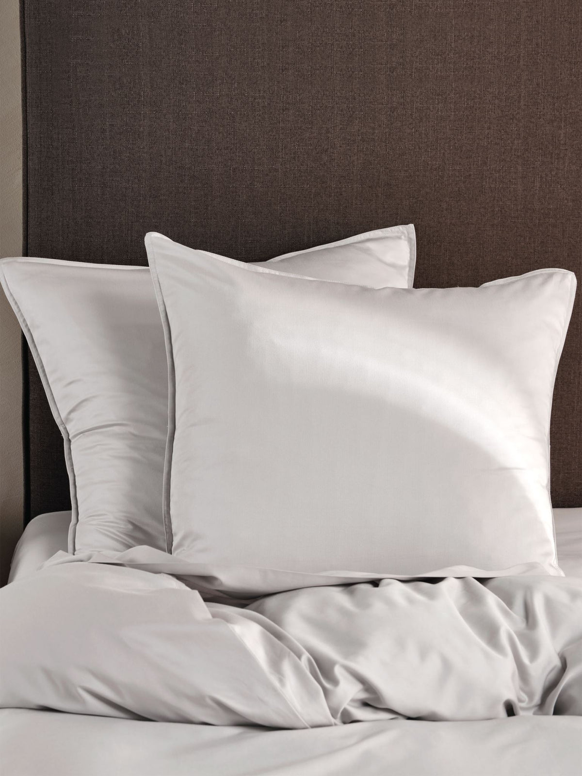 European Pillowcase Bamboo Cotton Sateen Linen House Nara Silver