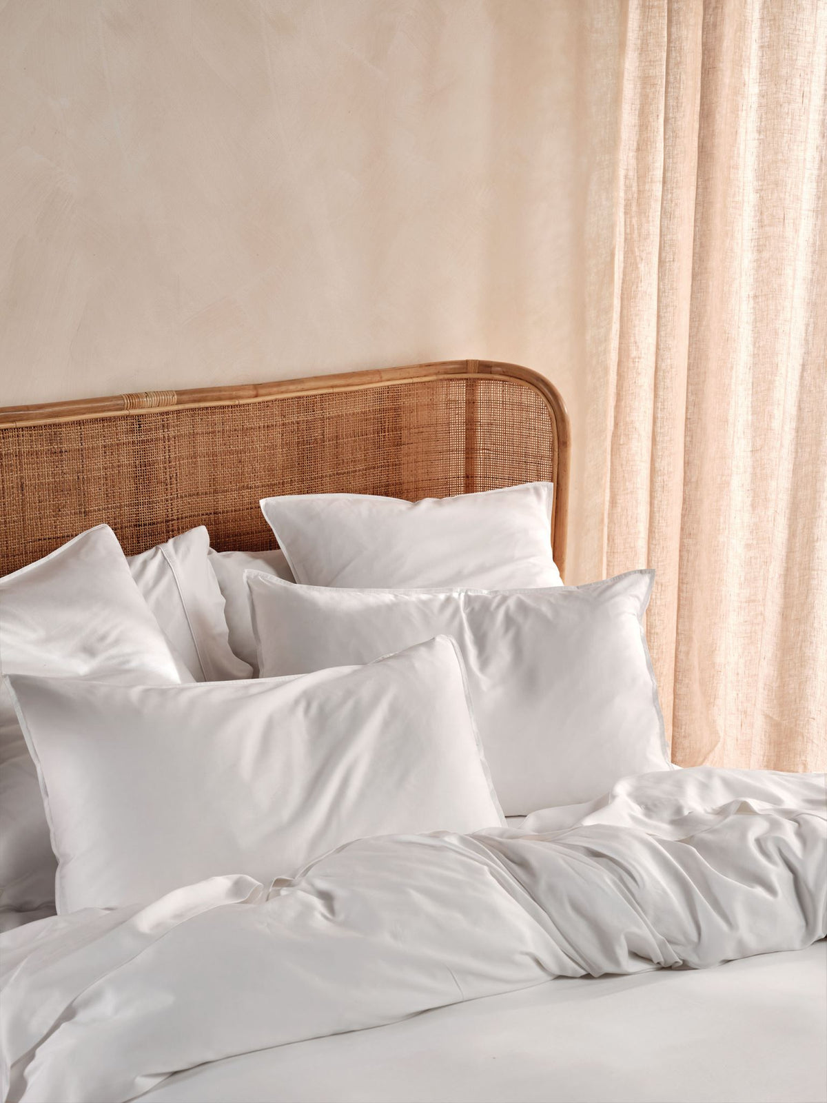 Duvet Cover Set Bamboo Cotton Sateen Linen House Nara King White