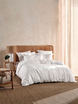 Duvet Cover Set Bamboo Cotton Sateen Linen House Nara Queen White