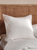 European Pillowcase Bamboo Cotton Sateen Linen House Nara White