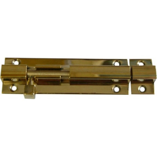 Polished brass socket bolts, 38mm, durable and corrosion-resistant for doors, complete with mounting screws.