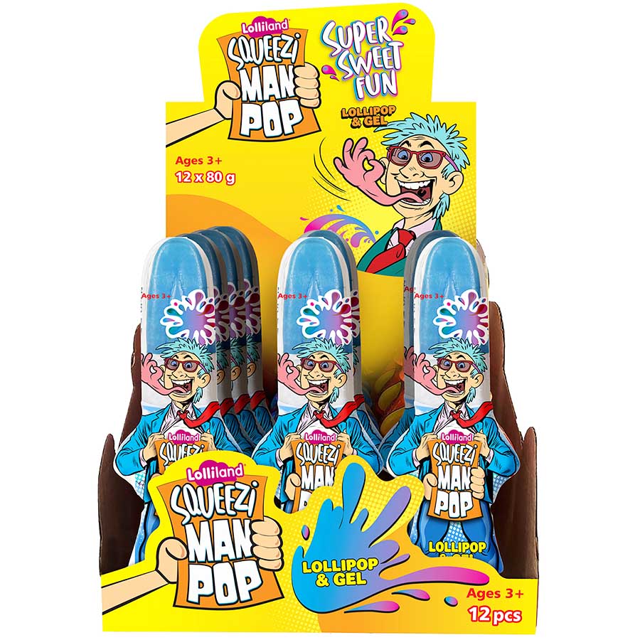 Lolliland Squeezi Man Pop 80g - Carton of 12