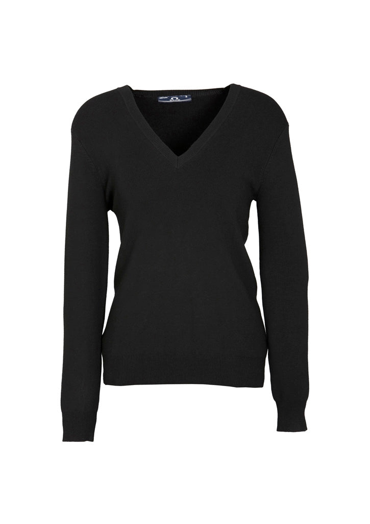 V-Neck Womens Knit Pullover - Black