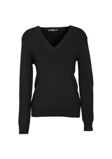 V-Neck Womens Knit Pullover - Black