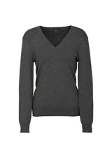 V-Neck Womens Knit Pullover - Charcoal