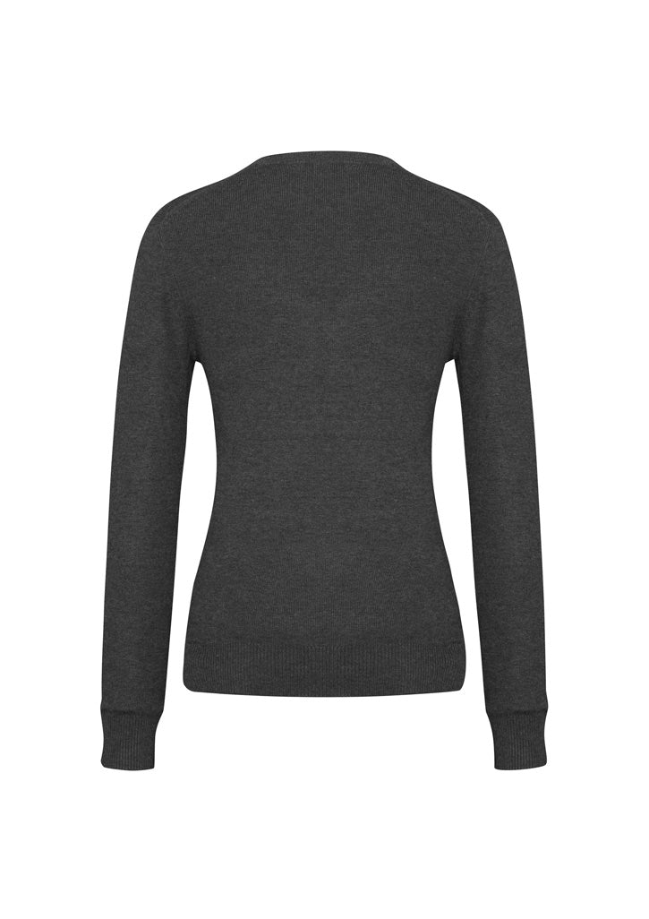 V-Neck Womens Knit Pullover - Charcoal
