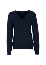 V-Neck Womens Knit Pullover - Navy