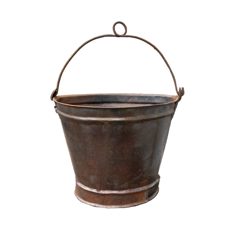 Rustic vintage bucket/planter ideal for flowers or herbs, enhancing home decor with nostalgic charm and durability.