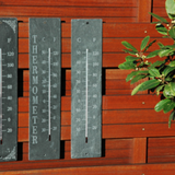 Elegant slate thermometer (10 x 45 cm) with Celsius and Fahrenheit scales, perfect for home or garden decor.