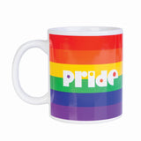 Colorful ceramic Rainbow Pride coffee mug with vibrant heart design, celebrating love and diversity, 11.5 x 8 x 9.5 cm.