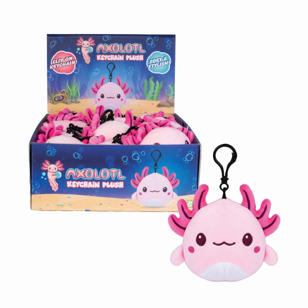 Set of 18 soft pink axolotl plush keychains, perfect for adding charm and cuteness to your keys or bags.