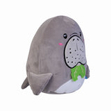 Cute plush dugong cushion with soft velour fabric and lettuce detail, perfect for cuddling and imaginative play.