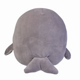 Adorable dugong plush cushion made of soft velour, with lettuce peeking from its mouth for a playful touch.