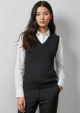 V-Neck Womens Knit Vest - Navy