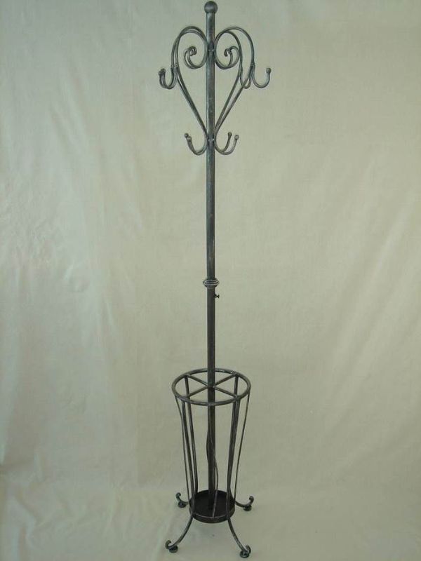 Sleek black coat and umbrella stand, 40cm wide, stylishly organizes outerwear while enhancing entryway decor.