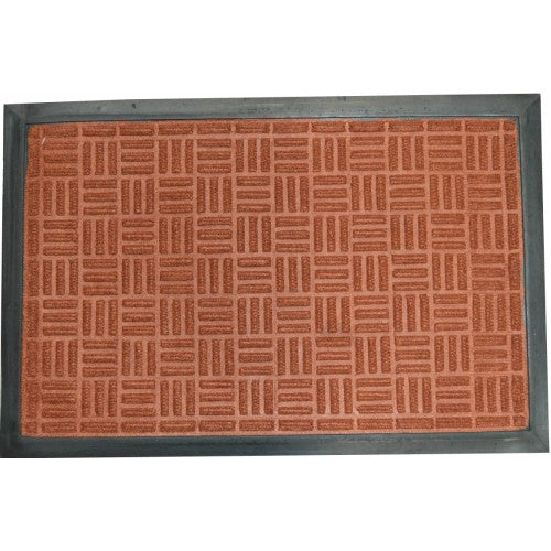 Brown rubber and polypropylene door mat, non-slip, 40x60cm size, ideal for indoor or outdoor use.