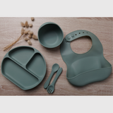 Silicone Feeding set - Moose (Olive)