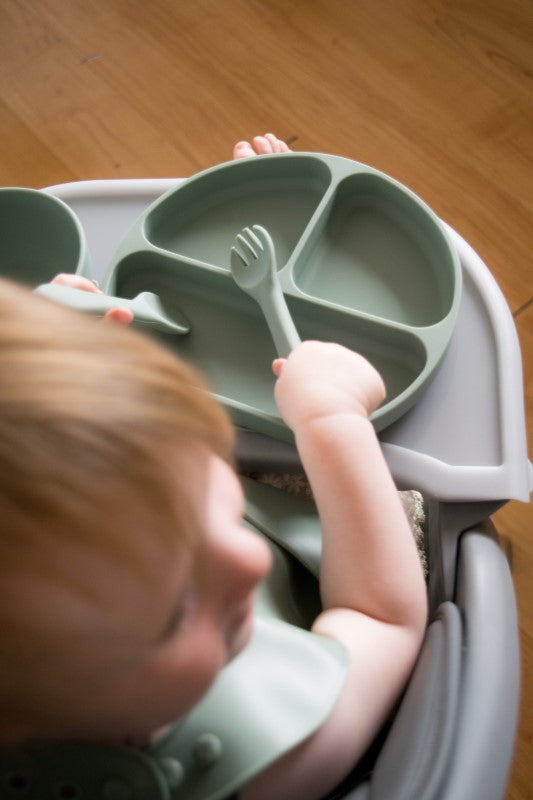 Silicone Feeding set - Moose (Olive)