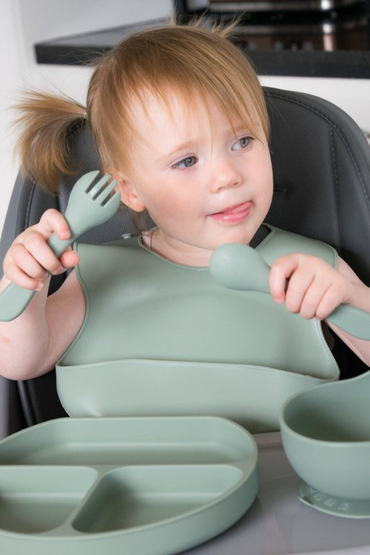 Silicone Feeding set - Moose (Olive)