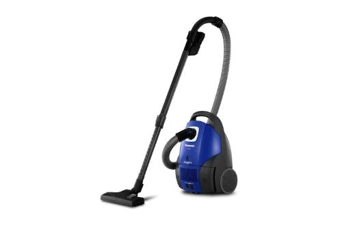 Panasonic Cylinder Vacuum Cleaner with 1300W motor, 370W suction, 3L dust capacity, and adjustable telescopic wand.