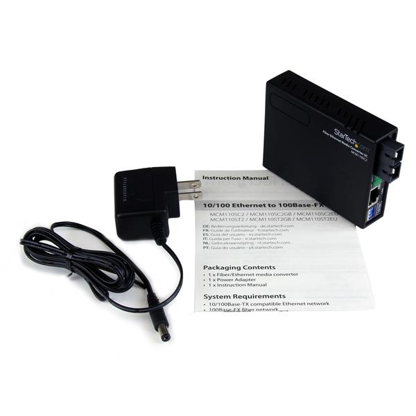 10/100 Fiber to Ethernet Media Converter for extending Ethernet connections up to 2 km using multimode SC fiber.