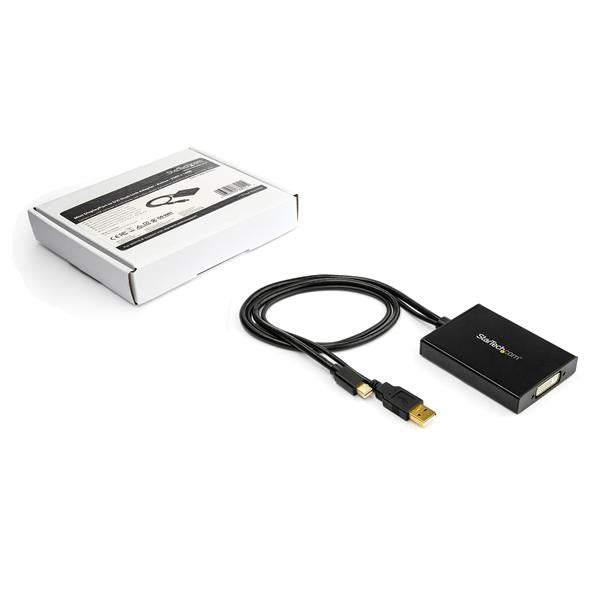 Mini DisplayPort to Dual-Link DVI Active Adapter connecting devices for high-resolution video up to 2560x1600, USB powered.