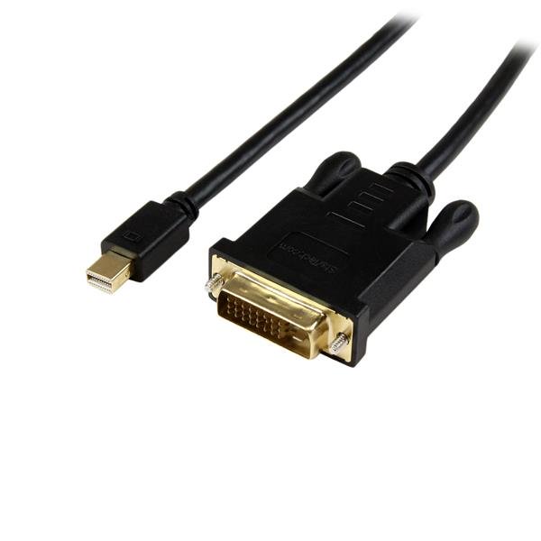 3ft black Mini DP to DVI Converter Cable for seamless video connectivity between Mini DisplayPort devices and DVI displays.