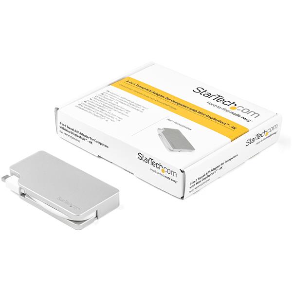 Aluminum Travel A/V Adapter: 3-in-1 Mini DisplayPort to VGA, DVI or HDMI - 4K