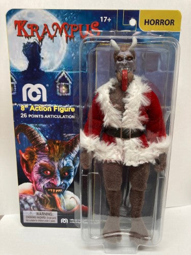 Mego Collectible Figurine of Krampus, detailed and whimsical, perfect for holiday display and collectors of mythology.