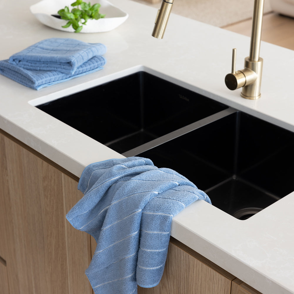 Microfibre 3pc Kitchen Towel Set Blue- Bambury