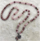 Mala Necklace - Rhodochrosite and Rose Quartz (70cm)