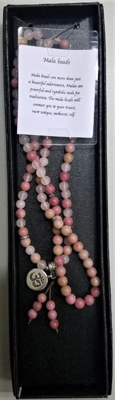 Mala Necklace - Rhodochrosite and Rose Quartz (70cm)