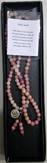 Mala Necklace - Rhodochrosite and Rose Quartz (70cm)