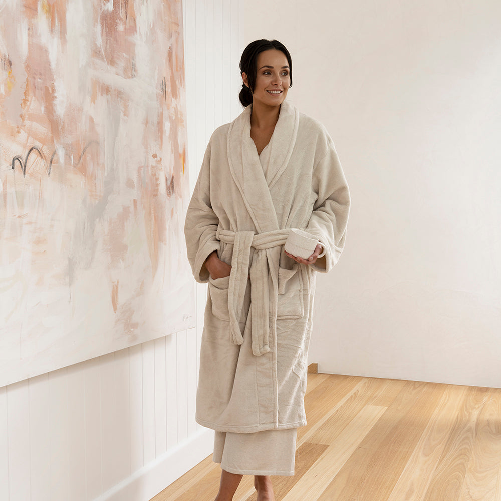 S/M Microplush Robe Stone- Bambury