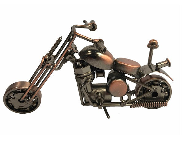 Hog Copper Motorbike ornament, 17cm long, showcasing intricate detailing and a stylish design for decor enthusiasts.