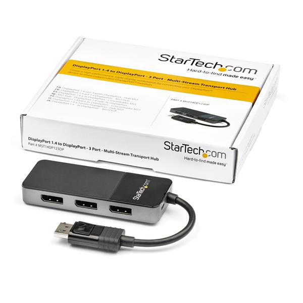 3 Port DisplayPort MST Hub - 3 x 4K - DP 1.4 Monitor Splitter