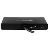 DisplayPort to DisplayPort MST Hub enabling connection of four monitors with Ultra HD 4K support, ideal for multitasking.
