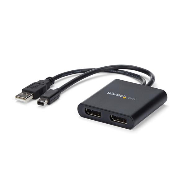 Mini DisplayPort to DisplayPort MST hub connects two 4K monitors for enhanced multitasking and productivity.